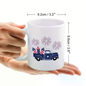 1pc American Independence Day Coffee Mug, July 4th Patriotic Ceramic Mug, 11oz Novelty Drinkware for Summer