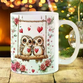 1pc 11oz Animal Coffee, Tea, Milk Cup with Art Print - Durable Porcelain Drinkware for Home and Office - Perfect