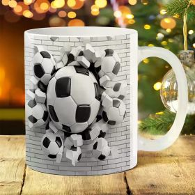 1pc Soccer Ball Design Ceramic Coffee Mug 11oz - Durable Office & Home Drinkware, Ideal for Sports Fans, Unique Gift