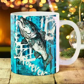 1pc Ceramic Coffee Mug 11oz - Bass Fish Graphic, Durable Daily Drinkware, Unique Birthday and Holiday Gift Idea