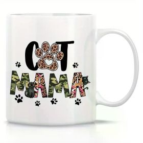 1pc Ceramic Coffee Mug, Cat Mama Design, Novelty Pet Lover Drinkware, 11oz, with Perfect Gift for Dog Owners,