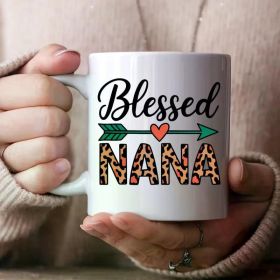 1pc, Stylish 11oz Ceramic Mug, Nana White Coffee Cup, Durable Drinkware for Summer and Winter, Great Gift Idea