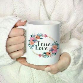 Flower Wreath Ceramic Women Man Water Cups, Summer Winter Drinkware, Birthday Present, Holiday Gifts, Christmas