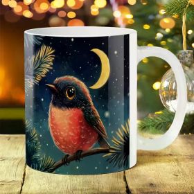 1pc Gothic Bird Design Ceramic Coffee Mug, 11oz Microwave Safe Multipurpose Daily Drinkware for Aunt