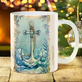 1pc 11oz Basque Coffee, Tea, Milk Cup with Art Print - Durable Porcelain Drinkware for Home and Office - Perfect