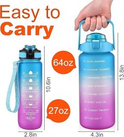 2 Pack Motivational Half Gallon Water Bottle With Straw (Option: Purple Gradient)