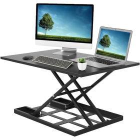 Adjustable Height Standing Desk, Ergonomic Rising Computer Table, Foldable Desk, Portable And Easy To Move, Large Wide Rising Tabletop Computer T (Color: Black)
