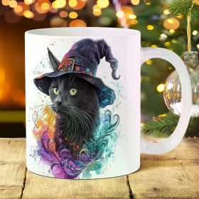 1pc 11oz Gothic Coffee, Tea, Milk Cup with Art Print - Durable Porcelain Drinkware for Home and Office - Perfect (Color: White)